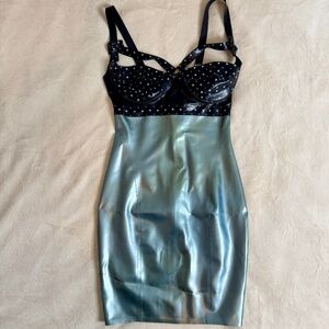 Westward Bound Latex Mini Dress - size small - cup size 34D/DD